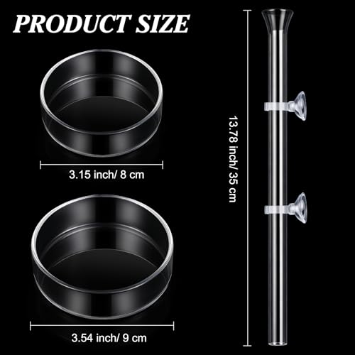 Image of CHENGU 3 Pieces Shrimp Feeding Tube and Dish Set, 14 Inch Glass Shrimp Feeder Tube and 2 Aquarium Dish Bowl Fish Tank Feeding Supplies for Fish Tank Aquarium