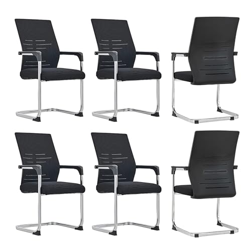 6 Pack silla oficina escritorio ergonomica, Sillas escritorio con soporte lumbar y rejilla de aire de malla en el medio del respaldo, Sillon for salas de conferencias, Oficinas en el hogar(Black)