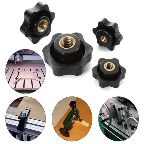 Unifizz Clamping Knob for Lathes Mechanical Equipment Instruments and Industrial Equipment Furniture Decoration Star Shape Pentagonal Head Screw Bolt Clamping Handle Screw Bolt M5 x 15mm 1pcs - Image 4