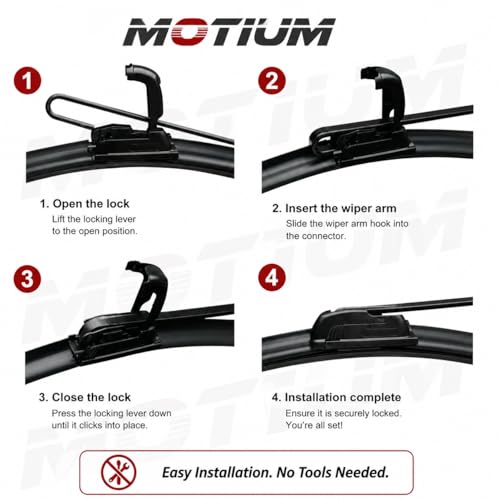 Image of MOTIUM Windshield Wiper Blades 26 inch+24 inch, All-Season, Set of 2 | OEM Quality, Easy Installation, Streak Free