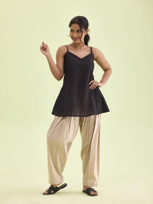 Image of GO COLORS Soft Cotton Salwar for Women | Relaxed Fit, Mid Rise, Ankle Length, Drawstrings