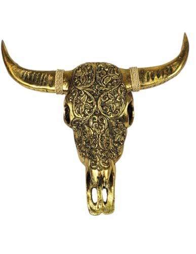 Tête de Buffle sculptée dorée Coco Papaya pour habiller un mur vide