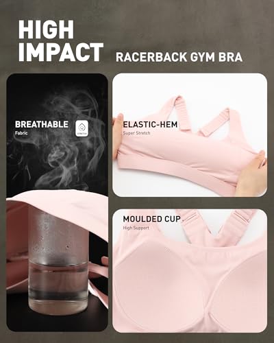 Image of RUNNING GIRL Sports Bras for Women High Support, Adjustable Straps High Impact Racerback Bra with Hook Closure Molded Cup