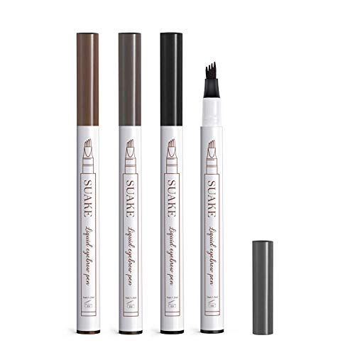 4 Pack Eyebrow Pen, Long-lasting Waterproof Eyebrow Tattoo Pen, Microblading Eyebrow Pen with a Micro-Fork Tip Applicator For Fuller Natural Looking Brows