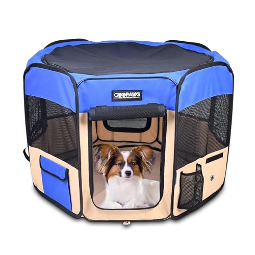 JESPET-36-Pet-Dog-Playpens-Portable-Soft-Dog-Exercise-Pen-Kennel-with-Carry-Bag-for-Puppy-Cats-Kittens-Rabbits-Blue
