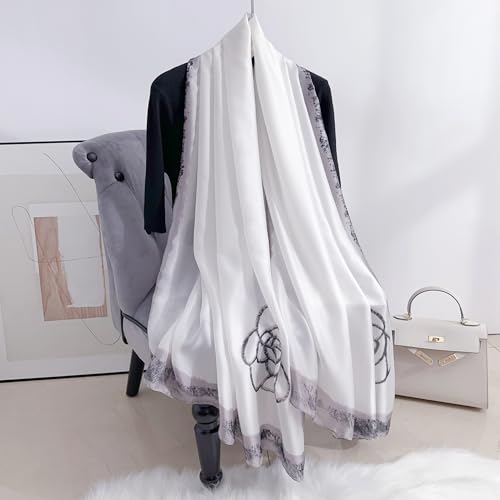 Image of MALINA Women's Polyester Silk Satin Stole Scarf - Soft Lightweight Fashion Wrap, Elegant Floral & Gradient Design, summer stole,Scarf For Women,Premium Stole,Large Size 180x90 cm'