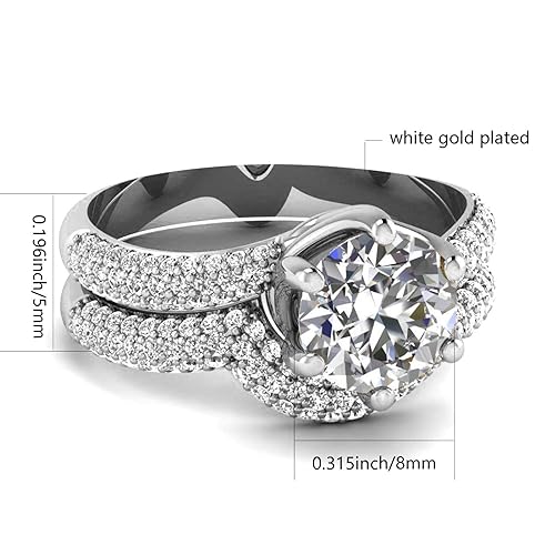 ringheart Couple Rings Matching Ring 1.5ct CZ Gold Plated Women Wedding Ring Sets for Him and Her Ring Sets2