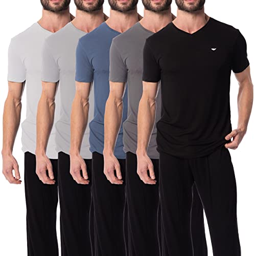 AMERICAN HEAVEN Men's V Neck T-Shirts | Ultra Soft Cotton Rayon Stretch Athletic T - 5 Pack2