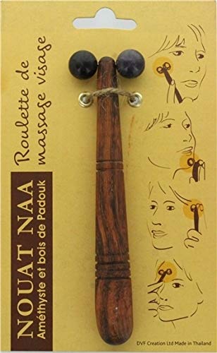 Rouleau de Massage Visage en Amethyste et Bois de