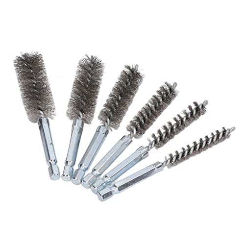 Image of Wire Brush Set Drill Brush 6pcs 4in Wire Brushes with 1 /4in Hex Shank (Steel Wire (Silver))