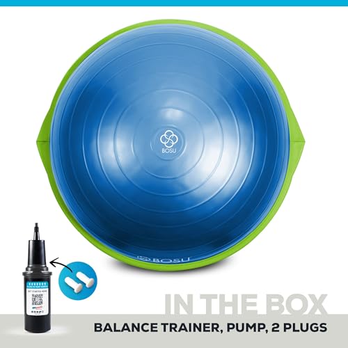 Image of Bosu Balance Ball Exercise Trainer, Home Gym Equipment w /Guided Workouts & Pump, 26 inch Inflatable Fitness Platform for Strength Training, Standing, Balancing, and Core Workout