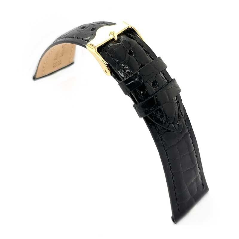 Diloy Bracelet montre véritable cuir crocodile bombé P332 | Bracelet cuir premium homme ou femme, style classique élégant, 4 mm, doublure hypoallergénique, changement rapide ou outils