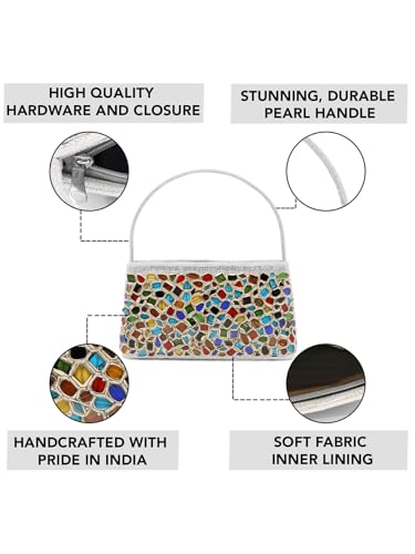 Image of Peora Malti Color Clutch Purses for Women Handmade Evening Handbags Bridal Clutch