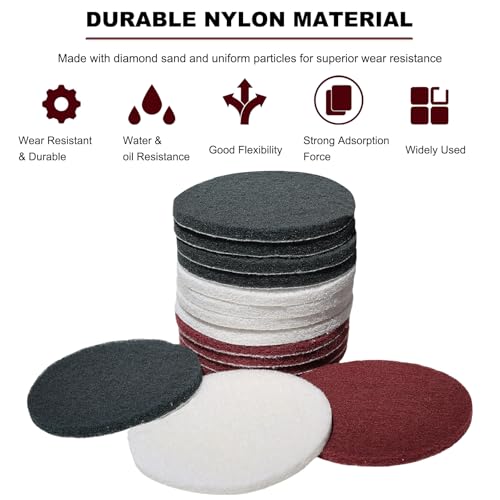 Image of 15 Pack 5 Inch Hoop and Loop Multipurpose Scrubber Scouring Pads - Flocking Scuff Pads, Conditioning Discs Polishing Pads for Furniture Automotive Cleaning, Rust Removal