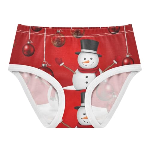 Girls Underwear Toddlers 2t Cotton Little Girl Panties Aesthetic Briefs Kids Undies Christmas Snowman Balls Red