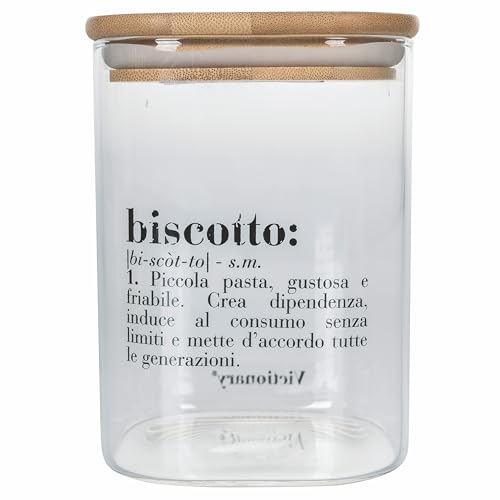 Villa d'Este Home Tivoli Victionary - Tarro de cristal para galletas, 1 l, tapa de bambú