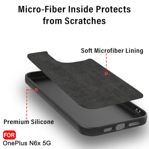 Image of TheGiftKart Liquid Silicon Back Cover Case for OnePlus N6X 5G | Total Camera Protection | Micro-Fibre Lining Inside | Shockproof Back Cover Case for OnePlus N6X 5G (Silicone, Black)