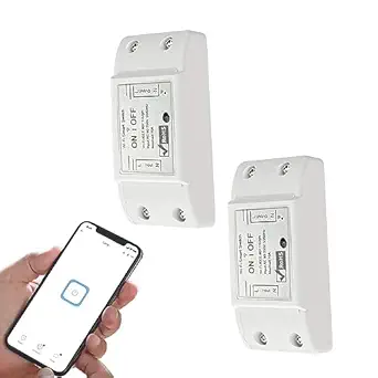 Bkiyougo 10A Wireless Smart Switch, Wi-Fi Light Switch Compatible with Alexa & Google Home & SmartThings, FCC Certified, No Hub Required Support DIY Module(2 Pack)