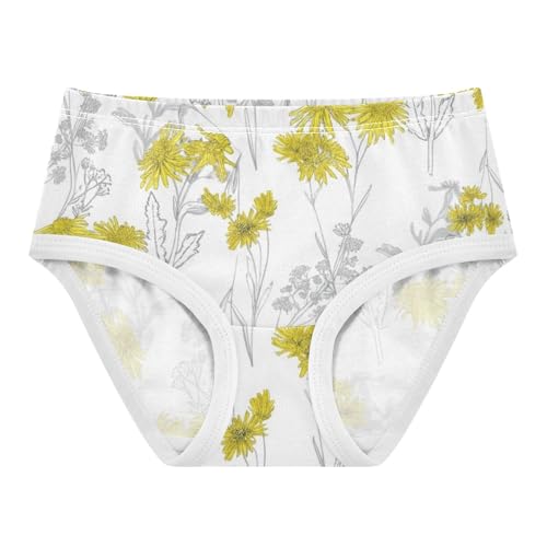 Wildflowers Plants Yellow Girls Underwear Toddlers 2t Cotton Cute Panties Girl Print Undies Kids Briefs