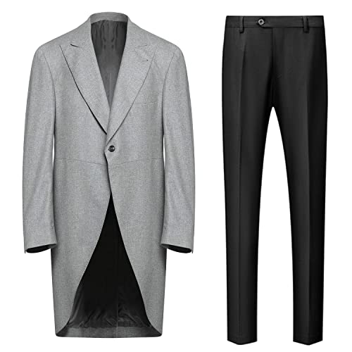 Costume 2 Pièces Homme Tailleur de Smoking Longue Veste de Soirée Chic