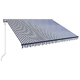  Kshzmoto Terraza Balcón Toldo Resistente a Los Rayos UV Toldo Montando en la Pared Toldos para Patio Toldo con LED y Sensor de Viento Azul y Blanco 350x250 cm