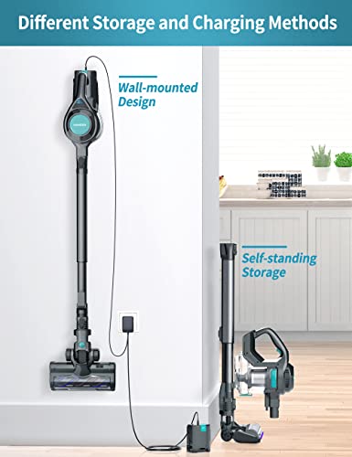 Voweek Cordless Vacuum Cleaner, Lightweight Stick Vacuum Cleaner with Powerful Suction, Detachable Battery, Self-Standing, 1.3L Dust Cup, 4 in 1 Handheld Vacuum for Home Hard Floor Carpet Pet Hair - Thumbnail 7