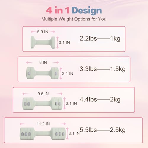 Image of kisnbld Adjustable Dumbbell Set of 2, 4 in 1 Free Weights Dumbbells Set for Women with Fast Adjustment, Each 2lb 3lb 4lb 5lb Hand Weights Set for Home Gym & Outdoor Exercise Training