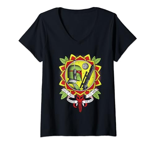 T-shirt Star Wars Boba Fett femme col V finitions premium coton
