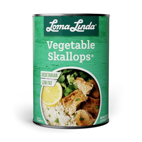 Vegan Seafood Plant-Based Alternative - Loma Linda Vegetable Skallops Meatless Fish Substitute, High Protein Meat Alternative, Non-GMO Vegetarian Scallops, Ready to Serve, 15 oz Cans (6 Pack)