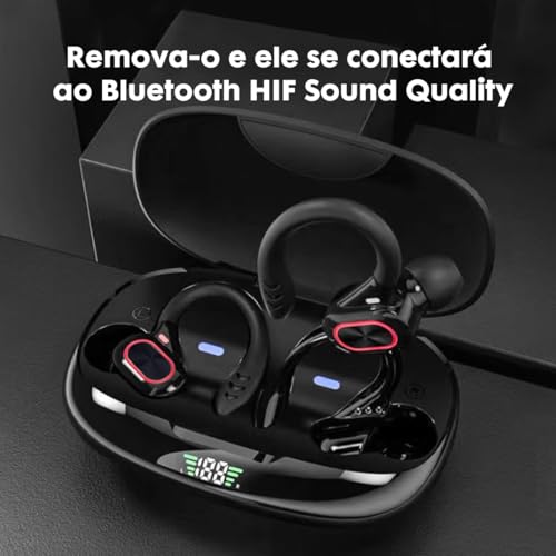 Fone de ouvido sem fio Bluetooth Qualidade de som HiFi Resistente à água Controle de toque com as mã