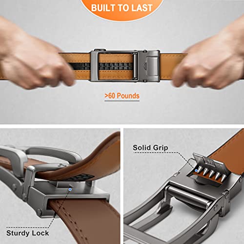 Image of BULLIANT Ratchet Trimmable Leather Belt for Men Adjustable 1 3 /8-Gift Boxed | Smooth Sliding | Micro Adjustable Fit | Tailored Size | Holeless Understated Elegance