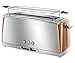 Russell Hobbs Tostadora Luna Copper - 1 Ranura Larga y Ancha, Tostador para 2 Rebanadas, Bandeja Recogemigas, Calientapanecillos, Función Cancelar y Descongelar, Acero Inoxidable y Cobre - 24310-56