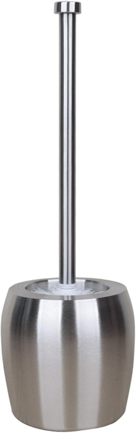 Cepillo de Inodoro de Acero Inoxidable con Base, Cepillo de Inodoro de Doble Capa Engrosado, Limpieza de 360 ​​Grados, Inodoro Creativo de Moda. ，Escobillero(White)