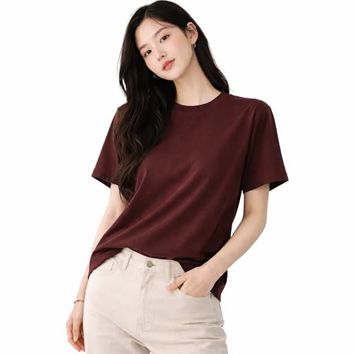 Image of London Hills Tshirt for Woman | T Shirt for Woman Cotton Casual Tops | Tshirts Shirts for Women Round Neck Short Sleeve | Women Tees Everyday Wear Basic T Shirts for Womans (Pack of 4)
