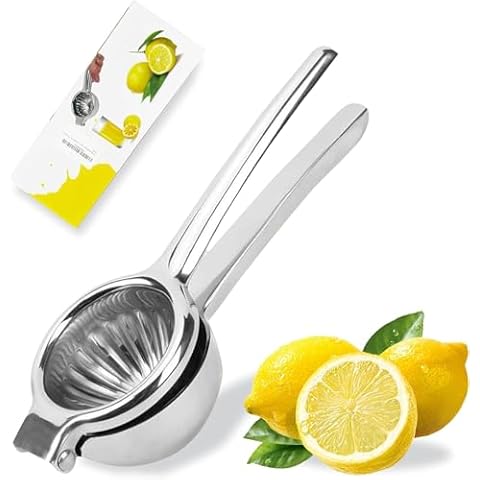 Lemon Squeezer Stainless Steel - Premium Quality, Heavy Duty Solid Metal Squeezer Bowl - Large Manual Citrus Press Juicer and Lime Squeezer Stainless Steel Cover