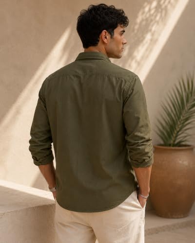 Image of Men Linen Cotton Full Sleeve Shirt for man | Mens Casual Shirt |Shirts for Men Stylish | Men Shirts | Casual Business Party Festival Regular Fit