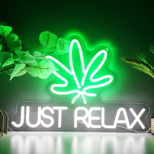 Neon Signs Just Relax LED Neon Lights Signs for Wall Decor, Business Sign, Man Cave, Pub,Bedroom, Party,USB Powered with Dimmable Switch, 17 * 11.8 Inch