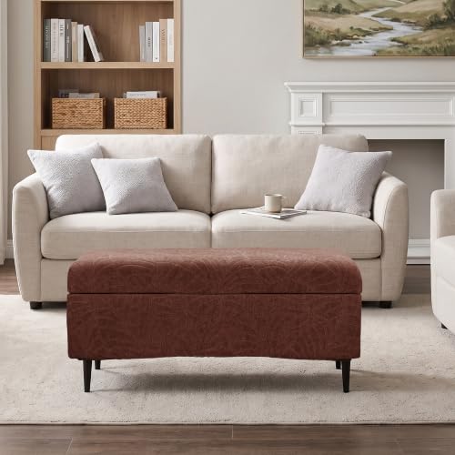 Image of FUANGUI Waterproof Ottoman Cover Slipcovers Rectangular Folding Stretch | Storage Bench Footrest Sofa Stool Covers Footstool Protector with Elastic Bottom, Removable Washable,Large