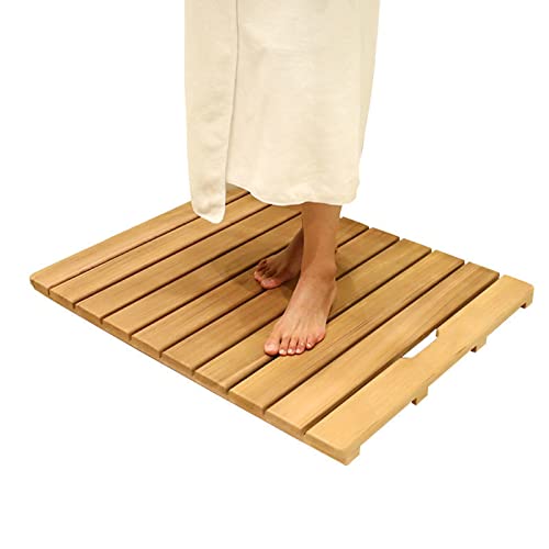 Alfombrilla de ducha antideslizante con base de bambú resistente 2