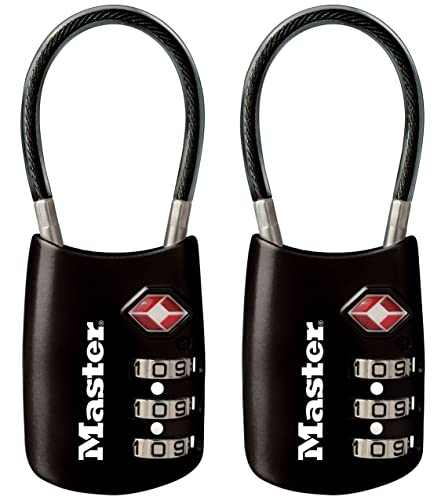 Padlock, Set Your Own Combination TSA Accepted Cable Luggage Lock, 1-3/16 in. Wide, Assorted Colors, , (Pack of 2) - Master Lock 4688T