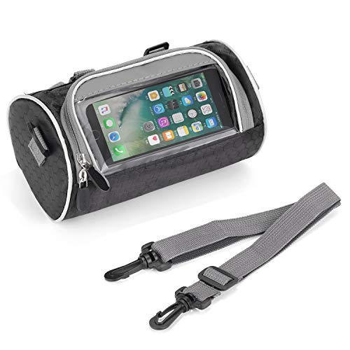 ZXK CO Fahrrad Lenkertasche,mit Abnehmbarem PVC-Sichtfenster und Schultergurt Multifunktional Wasserdicht Fahrradtasche für Handy Fahrrad Vorderer Rahmentasche für e Bike MTB Cover
