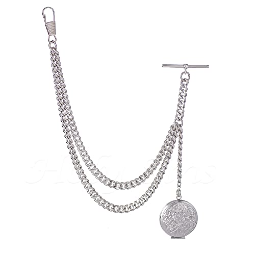 Holy Sins Jewellery Made in The UK Silver Colour Albert Pocket Watch Chain with Locket Pendant (12