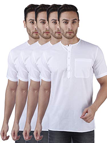 Image of Rajubhai Hargovindas Men's Pure Cotton Short Kurta | Pack of 4 |