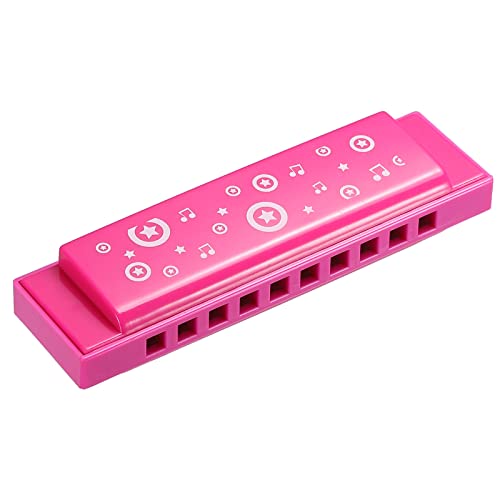 PATIKIL Translucent Harmonica Assorted Colors 10 Holes Pink ABS Harp Mouth for Educational Musical Instruments Beginners Adults Professionals