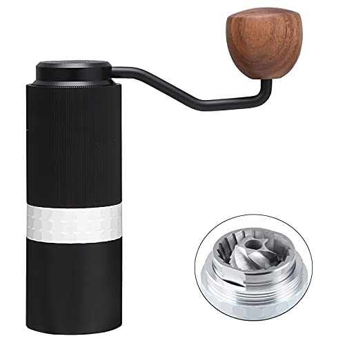 Easyworkz Molinillo de café manual de aluminio, Molinillo de café de rebabas, Molinillo cónico pentagonal con configuraciones ajustables, adecuado para Turquía, Espresso, Pour-Over, Prensa francesa Cover