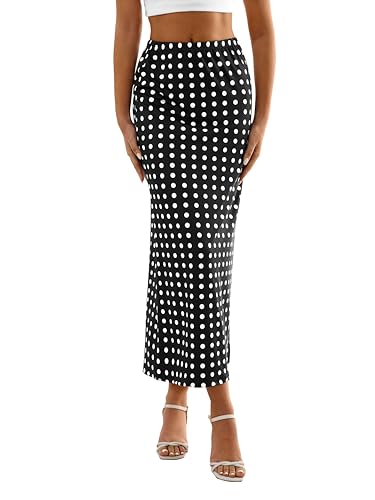 SOFIA'S CHOICE Women's Polka Dot Maxi Skirt Vintage Retro A Line Club Flare Midi Skirt