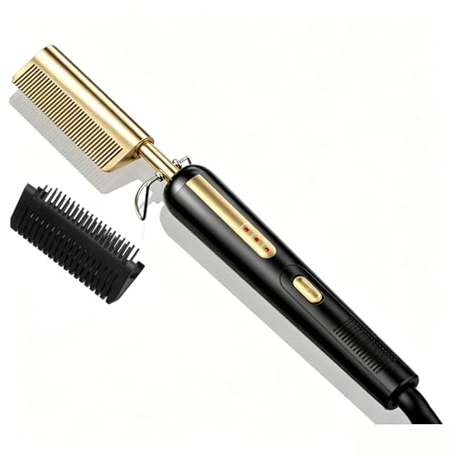 Peigne Chauffant, Peigne Cheveux Afro 2 En 1, Straightening Comb, 160-200℃ Régulation,Pour Styles De Barbe Longue Et Courte