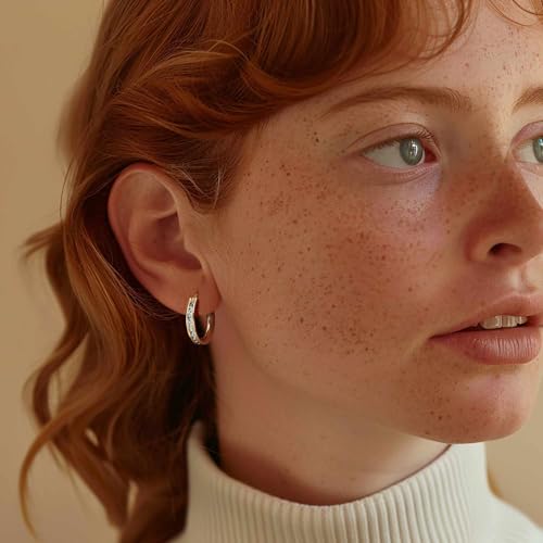 Gold Hoop Earrings 14K Gold Hoop Earrings for Women Comfortable Womens Earring Radiant Cubic Zirconia Hypoallergenic Lightweight Hoops Earring for Women 20mm3