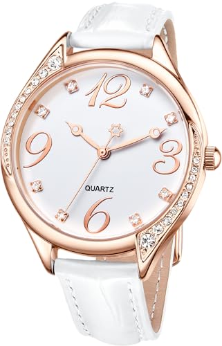 Montre d'infirmière étanche à cadran facile à lire boîtier or rose diamant