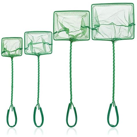 Tugaizi Aquarium Fish Net Fine Quick Catch Mesh Nylon Fishing Catch Nets with Plastic Handle - Green (3in, 4in,5in, 6in) Cover